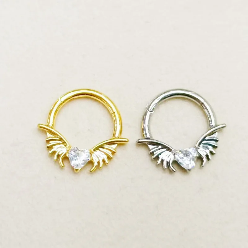 10pcs G23 ASTM F136 Titanium Square CZ  Nose Hoop Septum Clicker Ring Earring Lip Ear Tragus Helix Cartilage Body Piercing