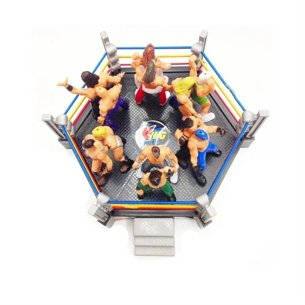 Fighting Station Wrestling Toys Arena Cage Assembled Wrestling Figure Action Figures Miniature Toys Gladiator Model Set