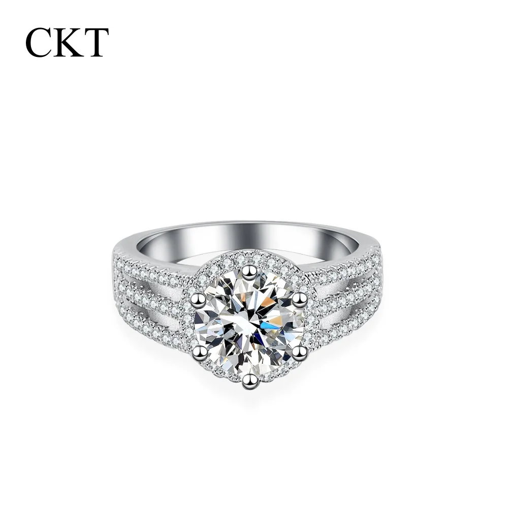 

CKT 2CT D Color VVS1 Moissanite Engagement Ring for Women GRA Certified Platinum Pt950 Diamond 18k White Gold Fine Jewellery