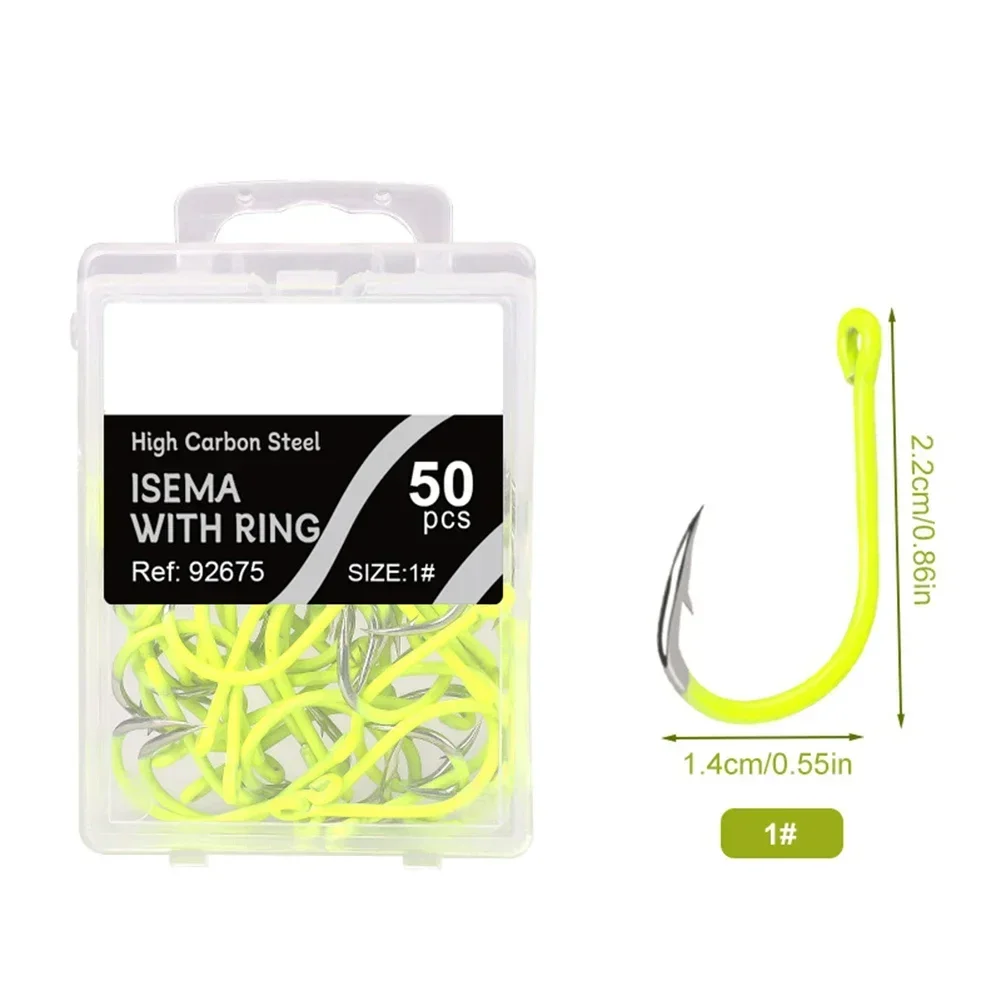 

Fishing Accessories Fishing Hooks Sea Fishinghook Carp Hook 50pcs Easy To Catch Fish High Carbon Steel Fluorescent Yellow