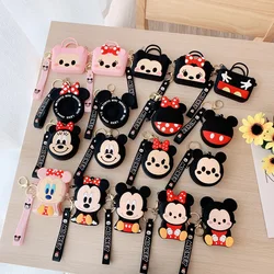 8 Colors Silica Gel Earphone Storage Bag Cartoon Mickey Minnie Coin Purse With Wrist Strap Keychain