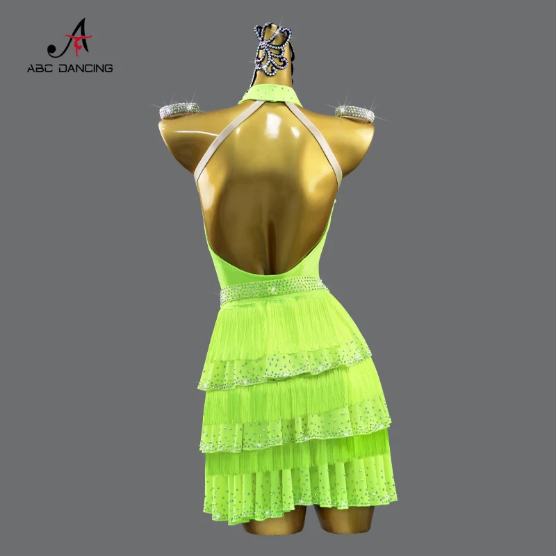 Robe De Danse Latine Fille 2 Pièces - Justaucorps Manches Longues Velours Et Jupe à Volants, Concours/entraînement