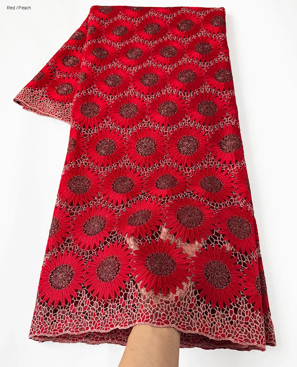 

Top End Sunflower Embroidery Guipure Lace 2026 Newest African Cord Lace Korea Made Cupion Fabric Sewing Traditional Garment