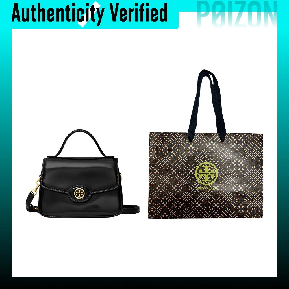 TORY BURCH Robinson Patent Leather Handbag Small Women's Black 147467-001