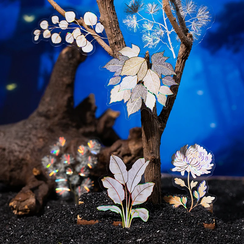 

Journal GO 10pcs Vintage Gliding Plant Flower PET Sticker Decoration Material Creative DIY Scrapbooking Journaling Stickers