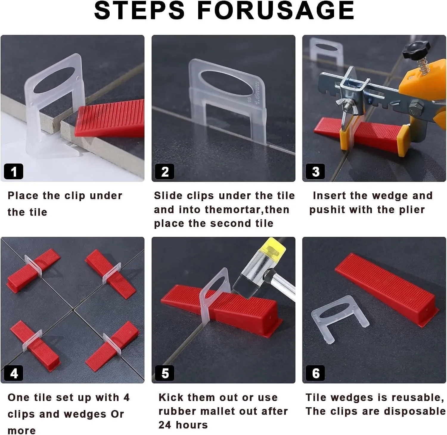 Clips de système de décrochage de carreaux réutilisables, entretoises, cales en céramique, insert pour la pose de carreaux, sol, mur, outils de construction, bâtiment, 100 pièces