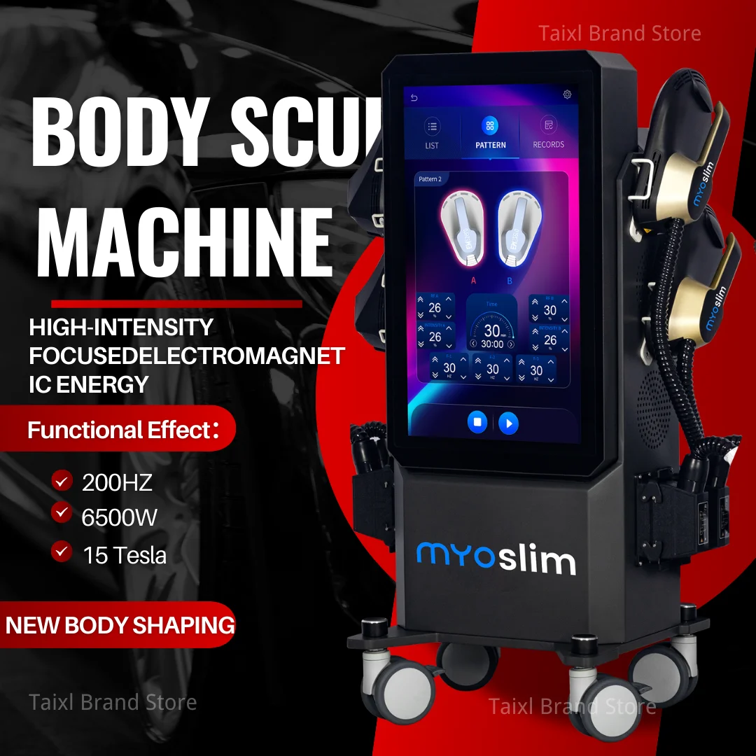 

Профессиональный аппарат для коррекции фигуры MYO slim Ultra Neo Body Sculpt с высокой мощностью 6500 Вт, RF-электромагнитным стимулятором мышц Hiemt