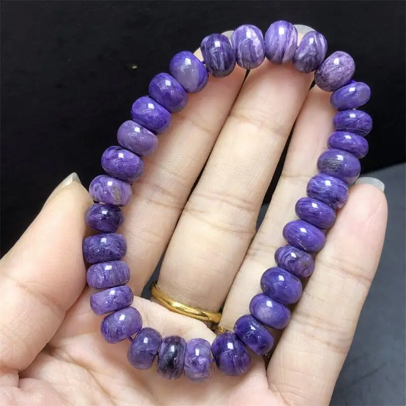 

9-12MM Natural Charoite Bead Bracelet Women Reiki Healing Strand Jewelry For Female Holiday Gift 1PCS