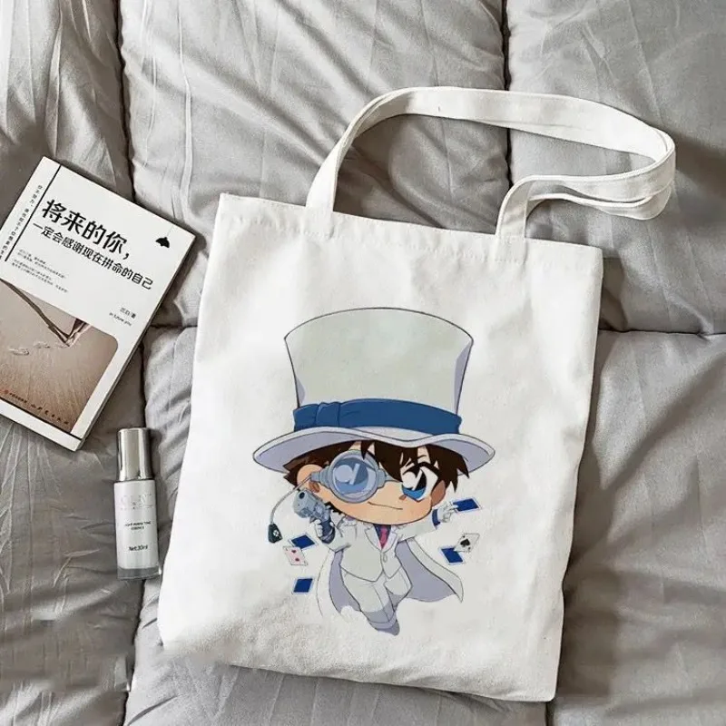 Bolsos de lona de Detective Conan para hombre y mujer, bolso de hombro ecológico de Anime Kudou Shinichi, bolso de compras de gran capacidad, regalos