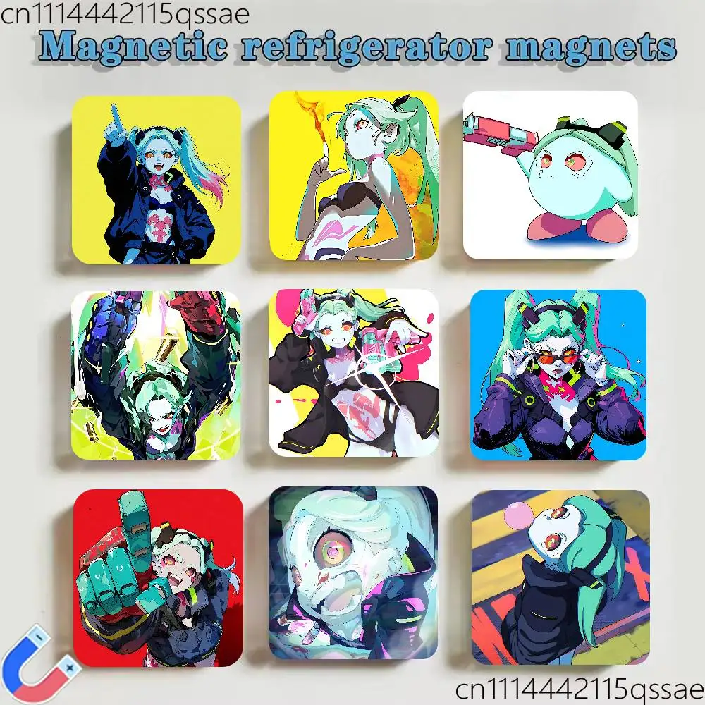 FOR C-Cyberpunk Rebecca Fridge Magnet Personalized Magnetic Durable Plastic Square Picture Surface Fridge Magnets