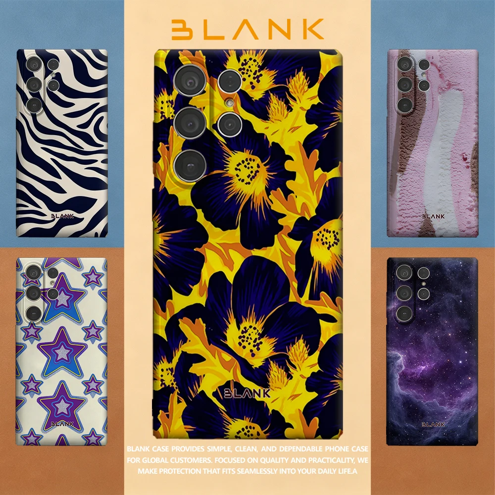 Navy Yellow Floral For Samsung Galaxy S26 S25 S24 A56 A36 Phone Case Protection Cover for Women Girl Blank