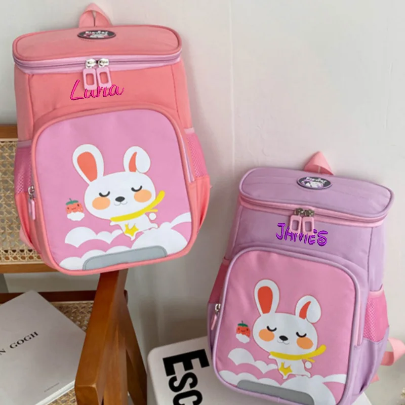 Sac à Dos Animal Lapin Personnalisé pour Enfants, Nom Personnalisé, Oxford Grill, Enfants, Retour à l'École, Garçons et Bol