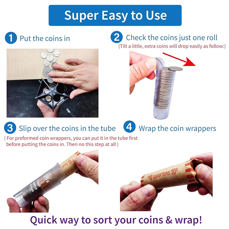 Coin Bank Coin Organizer Counter Machine With 5 In 1 Coin Sorter Tube Wrappers Holder Efficient Change Counter Bank For Coins