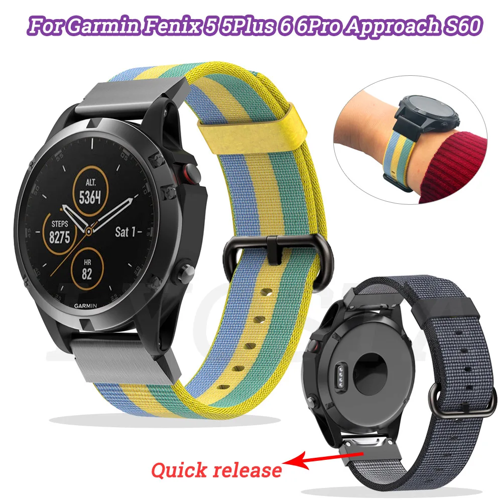 

22mm Nylon Watchband For Garmin Fenix 6 6X Pro 5X 5 Plus Forerunner 935 945 S60 S62 Quatix5 Quick Release Easy fit Watch Strap