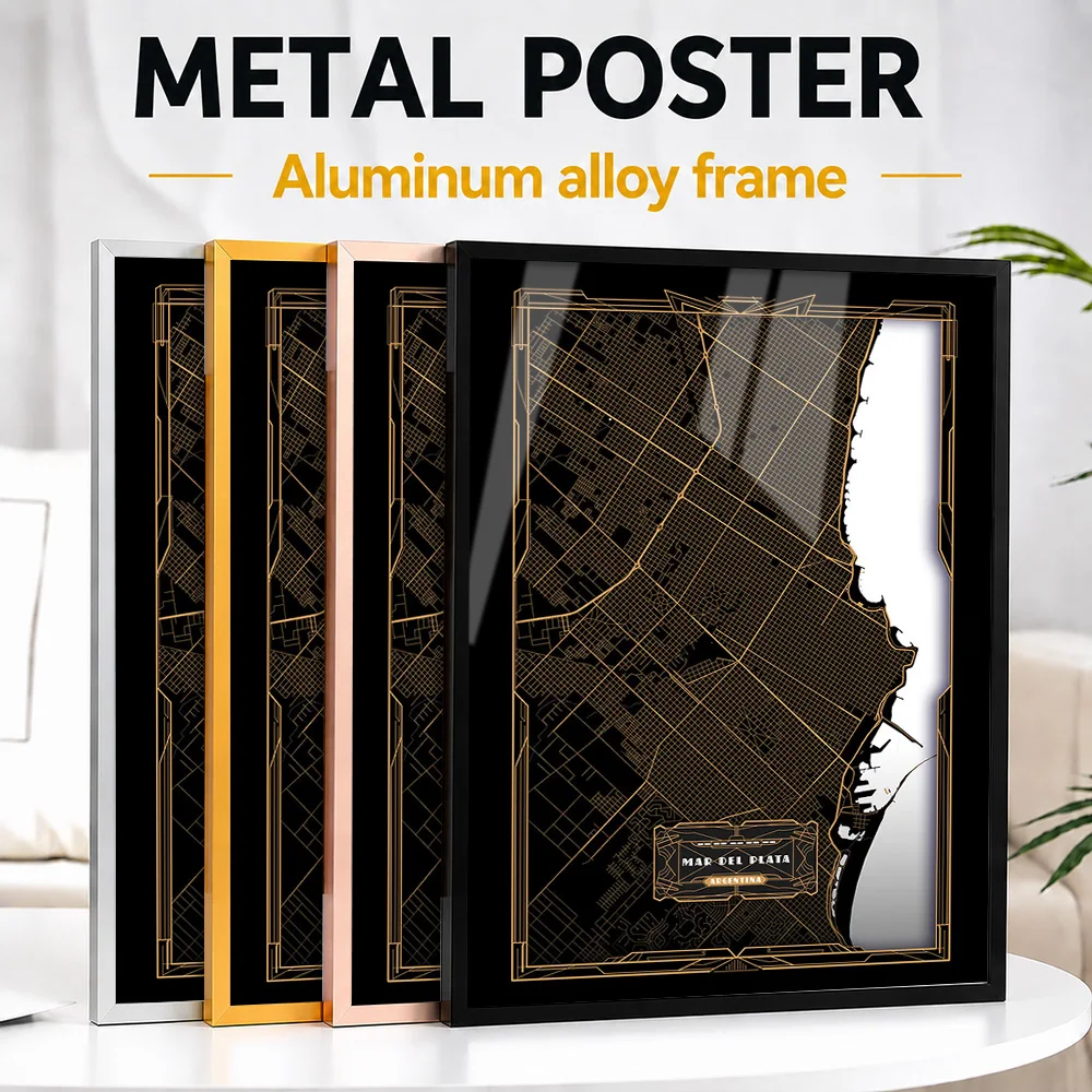 Mar Del Plata Argentina City Map Framed Aluminum Metal Poster Customized Scenic Tribute Wall Art For Office And Traveler Gift