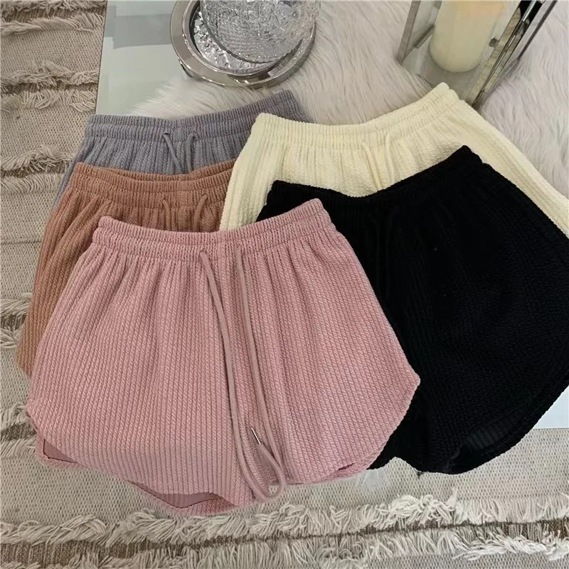 

New Texture Women Shorts Summer High Waist Sports Pants Loose Casual Fitness Pants