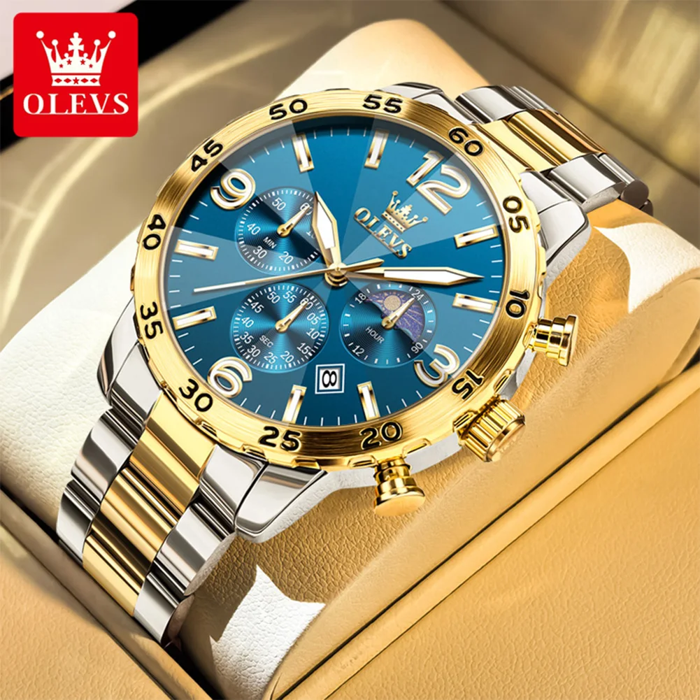 OLEVS Luxury Watch for Man Quartz Sports Men Watch Waterproof Luminous Stainless Steel Chronograph Men's Watches Clock Reloj