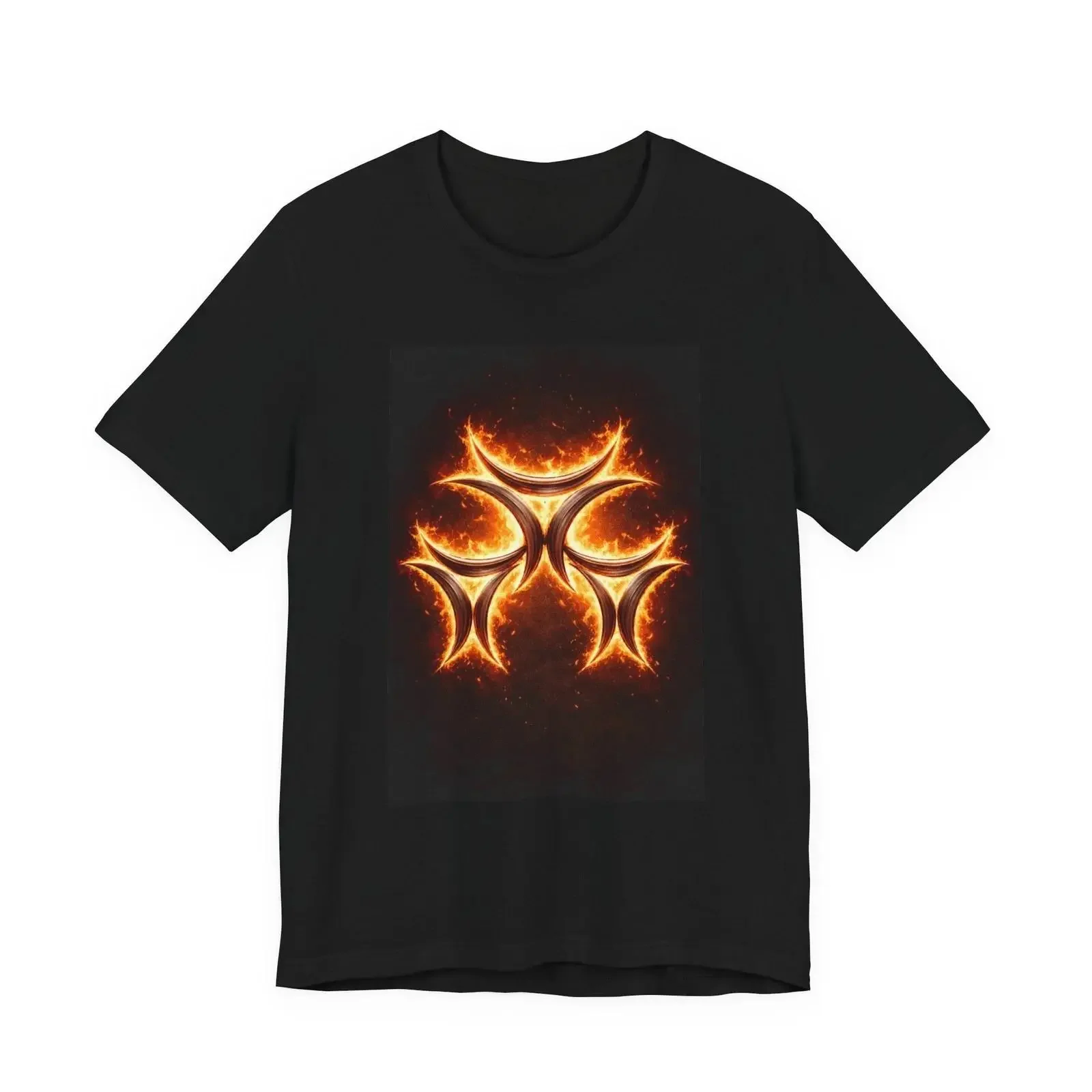 Flaming Triskelion symbol T Shirt The Breath of Fire text vintage Washed Unisex Casual graphic Breathable Soft streetwear