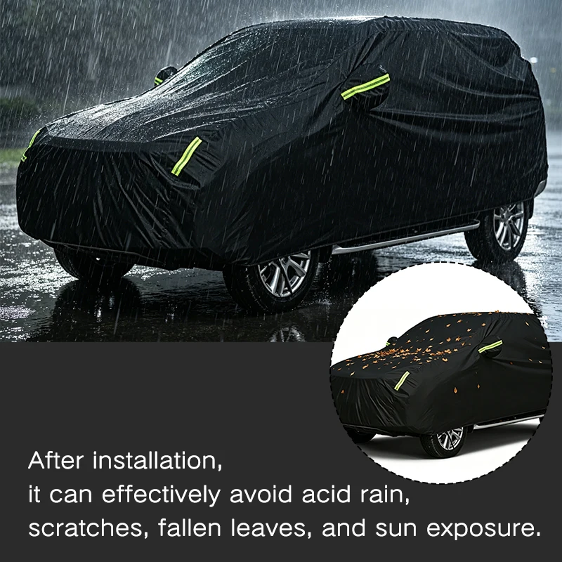 190T Full Car Cover for SUV Cover Universal Rain Snow All Weather Protection Waterproof Dustproof Black Covers Cars Accessories