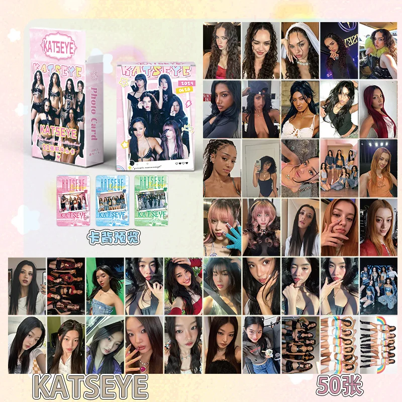 Nuevo 50 unids/set tarjeta láser ídolo Kpop KATSEYE Lomo tarjetas DANIELA LARA MANON MEGAN Printd tarjetas fotográficas recoger tarjetas regalo para seguidores