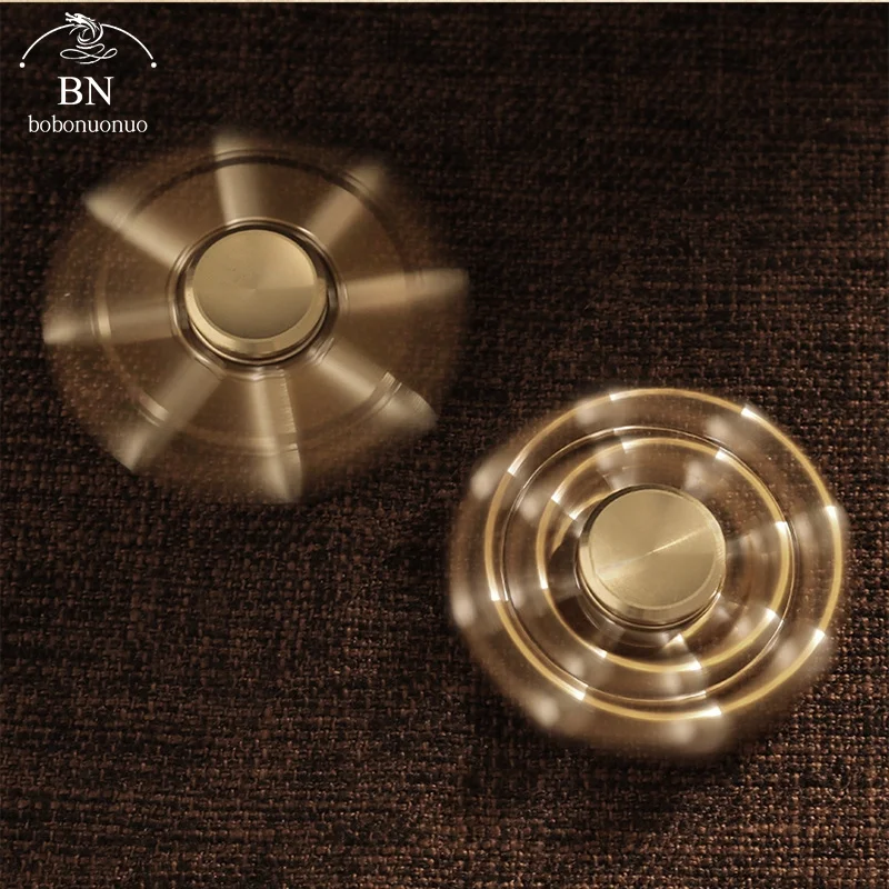 Brass Hand Gyro Novel Fidget Spinner Copper Antistress Relieve Fingertip Bearing for Kids Children Gifts Hand Toys Boys
