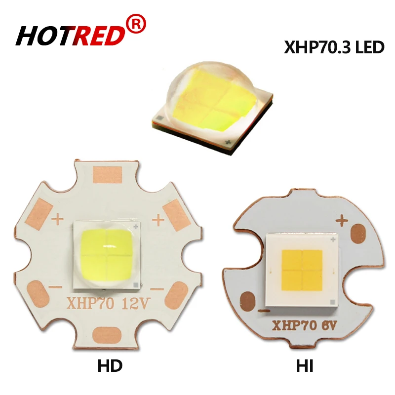 

Original XHP70.3 Third Generation 6V 12V 45W HI HD Cold Warm Neutral White SMD 7070 With DTP Copper MCPCB DIY Flashlight