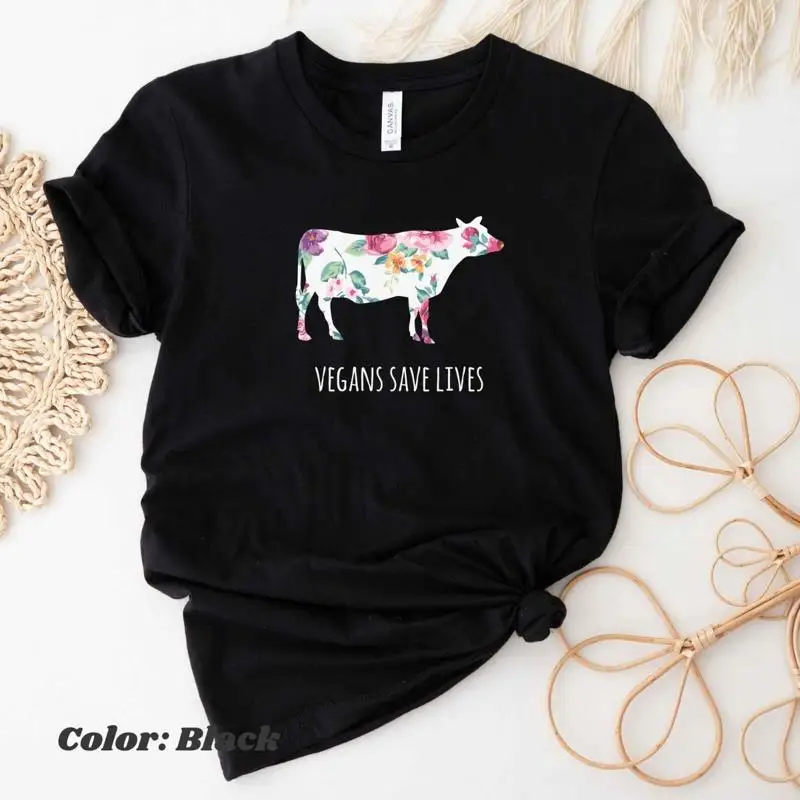 Vegan T Shirt Women Plant Based Animal Lover For Vegans Save Lives