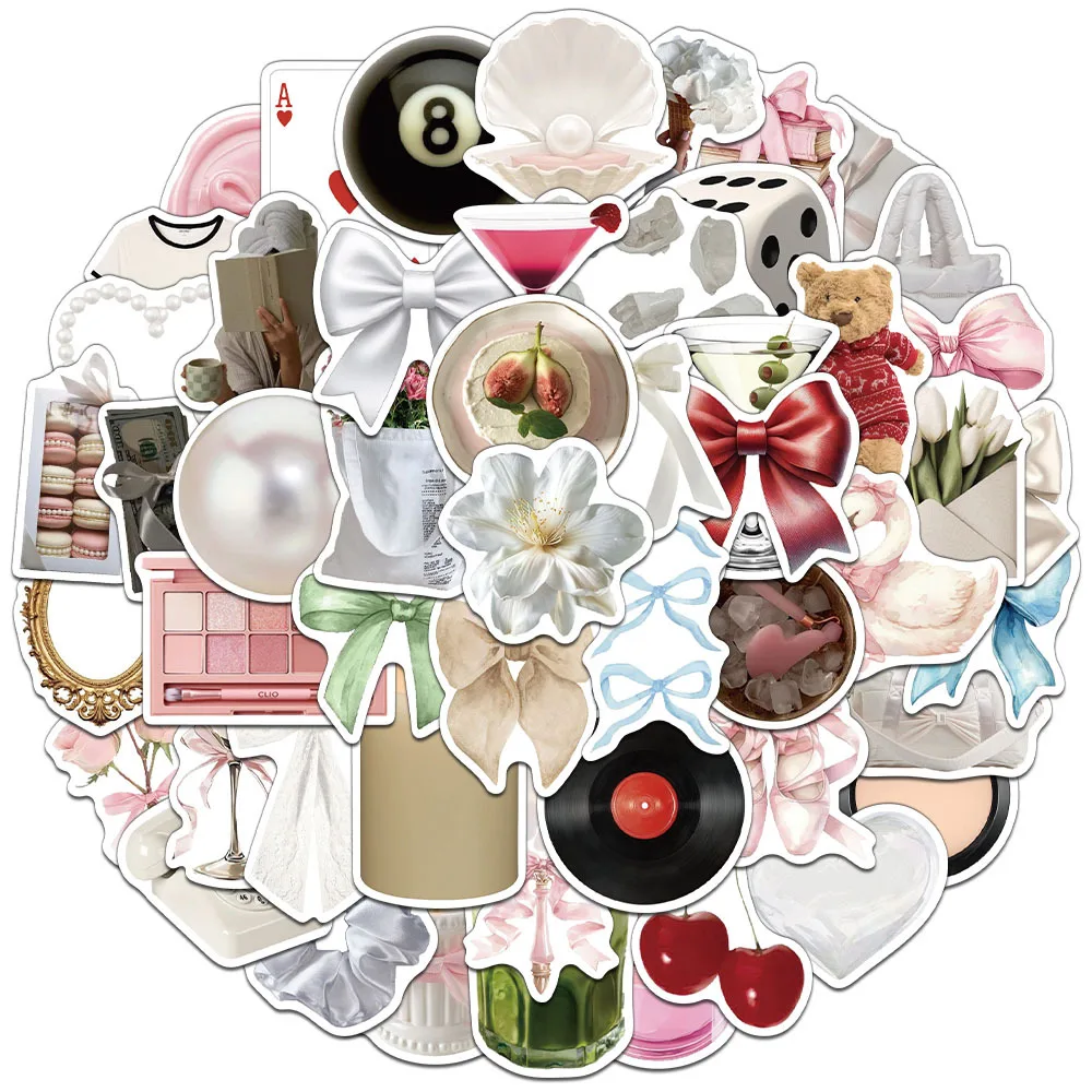 52pcs Gentle Girl INS Aesthetics Art Graffiti Stickers Phone Guitar Laptop Suitcase Cup Waterproof Cartoon Sticker Kids Toys
