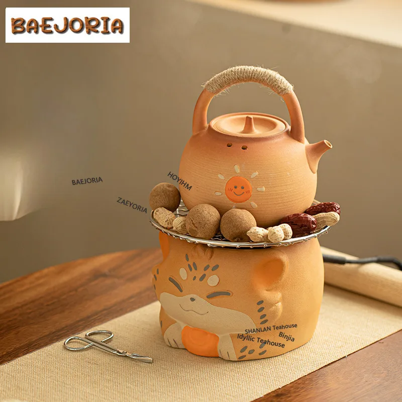 BAEJORIA Leopard Rich Electric Ceramic Furnace Charcoal Fire Burner Warmer Tea Stove Boiling Water Kettle Heating Base Warm Wine