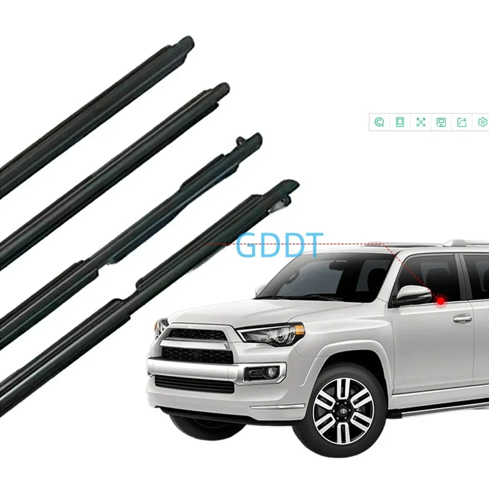 4 Pieces Windows Rubber for Toyota 4Runner 75711-35011 2009-2020 Glass Protector Weatherstrip Seal Laminate Outside Black