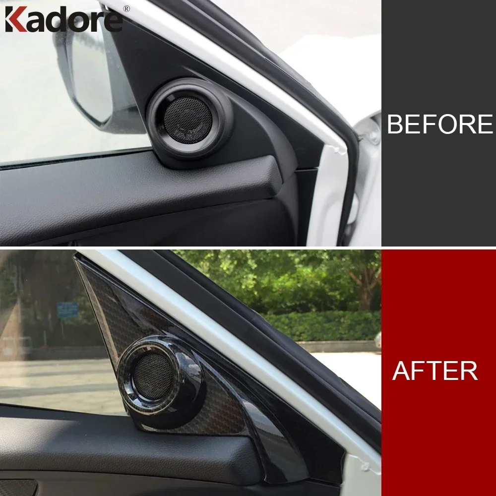 For Honda Civic 2016-2019 2020 2021 Sedan Interior Window A Pillar Triangle Audio Speaker Bezels Cover Trims Car Accessories