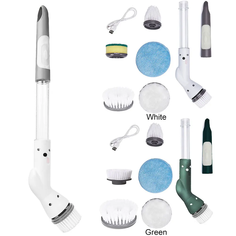 Limpiador eléctrico giratorio con 6 cabezales de repuesto, herramienta de limpieza de suelo de mano