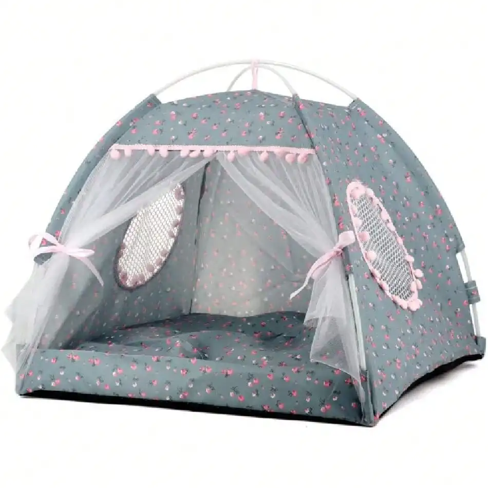 

Cat House Pink Puppy Bed Portable Pet Teepe Princess Dog Camping Tent Outdoor Kitten Houses Cute Bunny Nest Girl