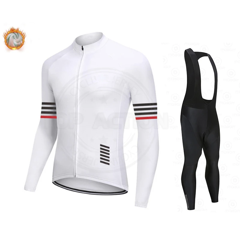 

Winter Thermal Fleece Solid color Cycling set Cycling Bib Tights Bicycle Clothing Long sleeve Jersey Ropa ciclismo