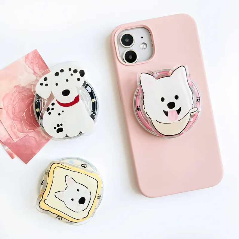 Cartoon Dog Magnetic Phone Grip Holder Cute Puppy Folding Phone Stand Bracket Magnet Finger Socket Kawaii for Cell Universal