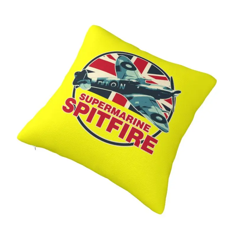 Custom Spitfires RAF Supermarine Fighter Aircraft Plane Pillow Case Airplane British ww2 UK Luxury Cushion Cover Square