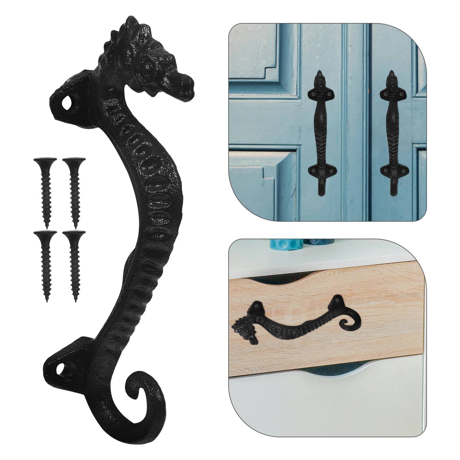 Cast Iron Seahorse Handle Drawer Cabinet Handles Door Pulls for Furniture Shelf Retro Decorative Hardware 5pcs Elegant