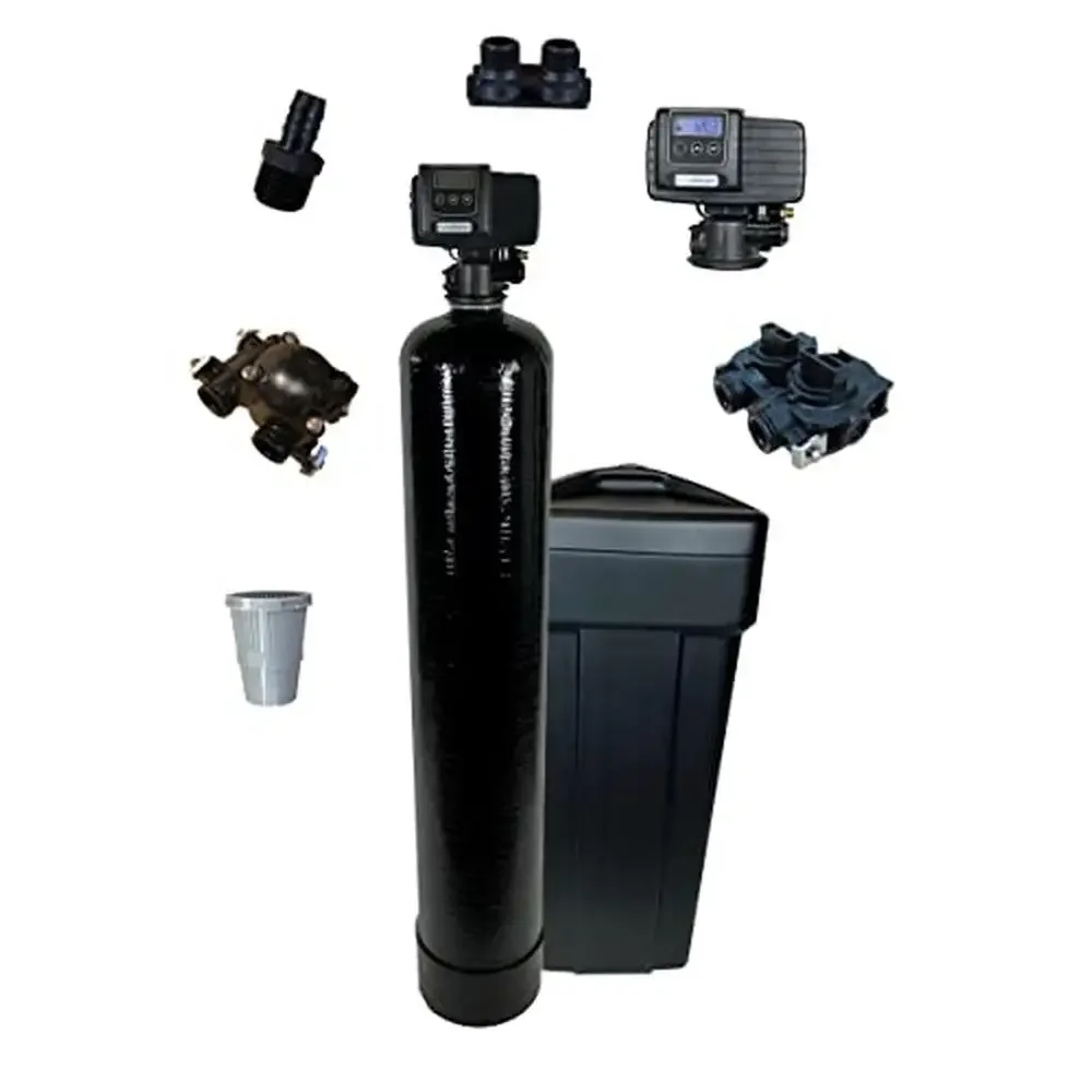 Whole House Water Softener System 64,000 Grains Digital Metered Control Valve USA Made Loaded Resin Tank Fiber Glass Noryl