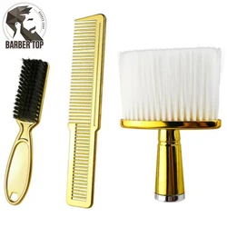 3PCS Hairdressing Soft Hair Cleaning Brush Comb Set Barber Retro Neck Duster Broken Remove Brush For Men Haircutting Comb Tools