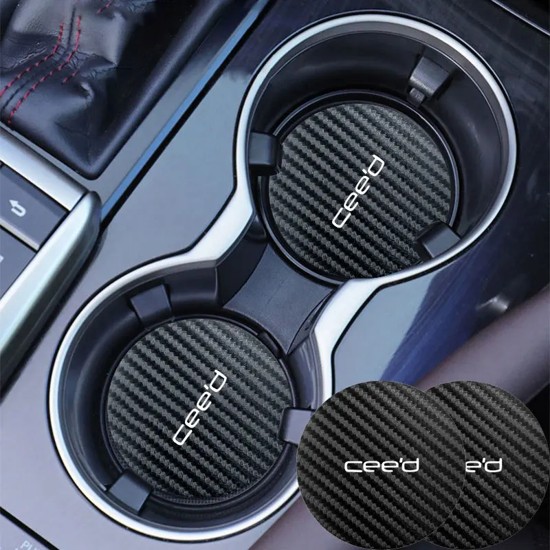 2Pcs Car Coasters Water Cup Holder Pads Anti Slip Accessories For KIA Ceed ED 2006 2007 2008 2009 2010 2011 2012