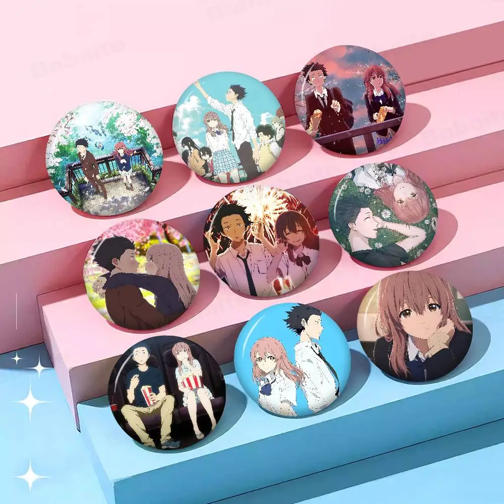 Anime Movie A Silent Voice Creative Pins Funny Faces Round Snap-in Brooch Badge Backpack Hat Accessories Jewelry Gifts