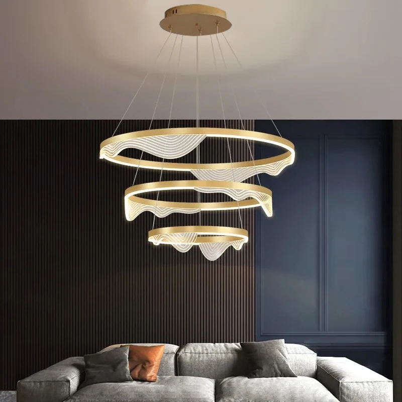 Modern LED Lighting Ring Pendant Light Acrylic Iceberg Shape Home Decor Living Room Decorative Headlight