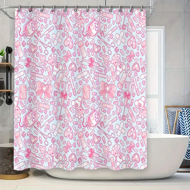 

Cute Bear Bathroom Decor Shower Curtain Sets Waterproof Farmhouse Nursery Kids Teen Room Backdrop Vintage Style Washable