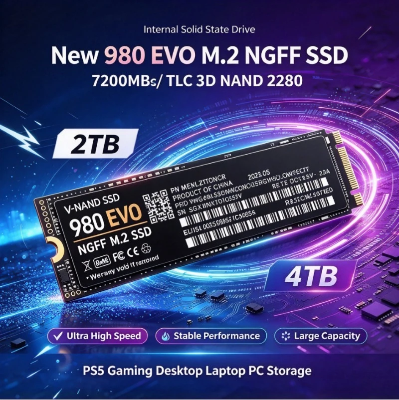 980 EVO M.2 NGFF SSD 7200MB/s TLC 3D NAND 2280 Internal Solid State Drive 1TB 2TB 4TB For Gaming Desktop Laptop PC Storage