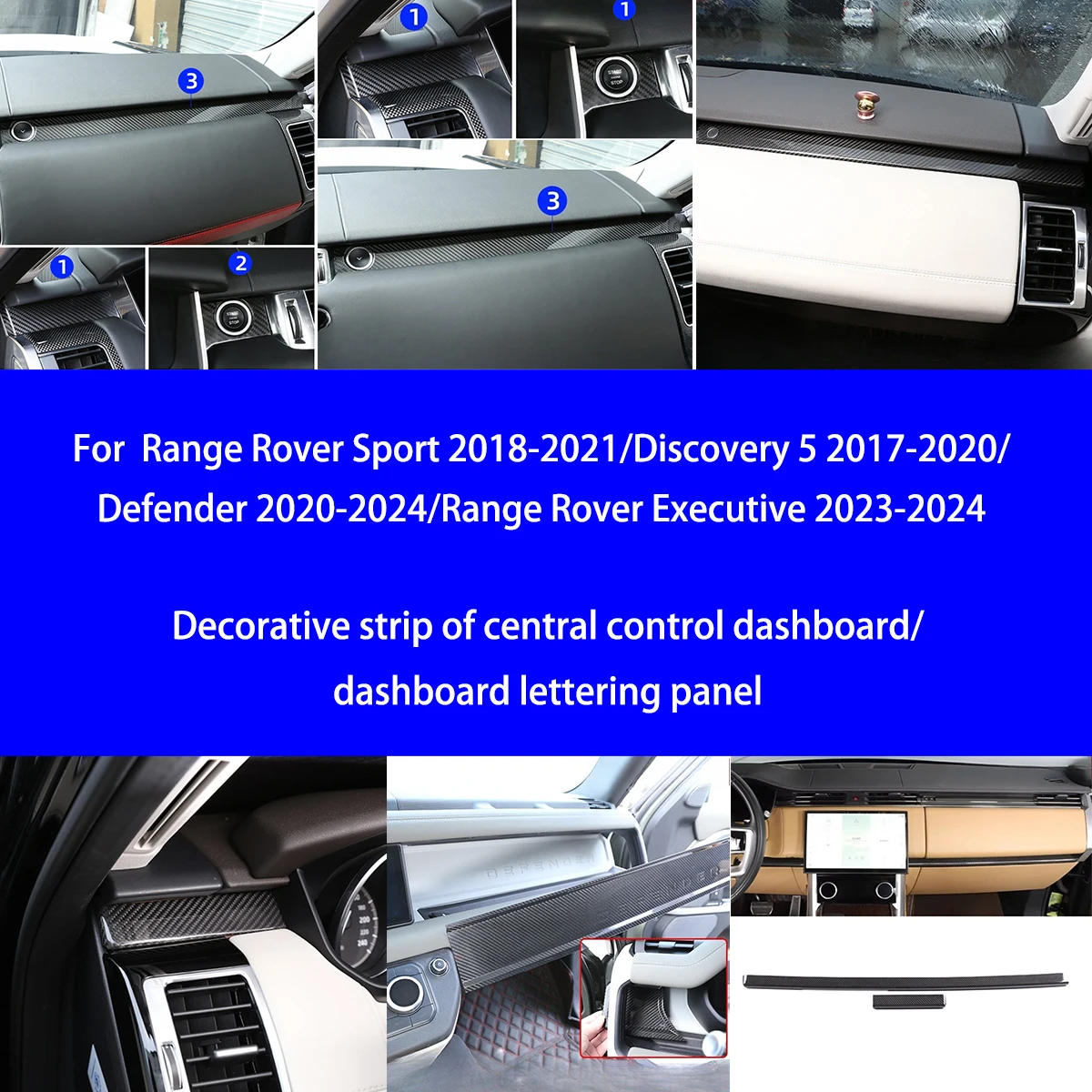 

Suitable for Range Rover Sport/Executive/Discovery 5/Defender Dry Carbon Fiber Center Console Decorative Strip Set