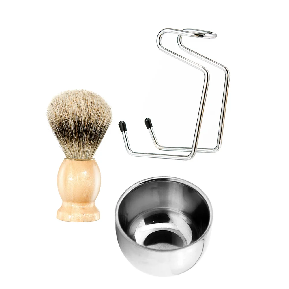 

Shaving Tool Kit For Men Durable Lightweight Beard Care Accessories Portable Design Ideal Gift Set Bowl Rack Brush Beard