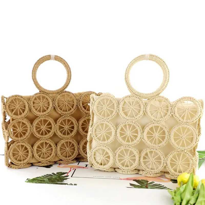 Fashion Rattan Hollow Straw Bags Wicker Woven Women Handmade Handbags Summer Beach Travel Shoulder Bags Casual Lady Bali Purses