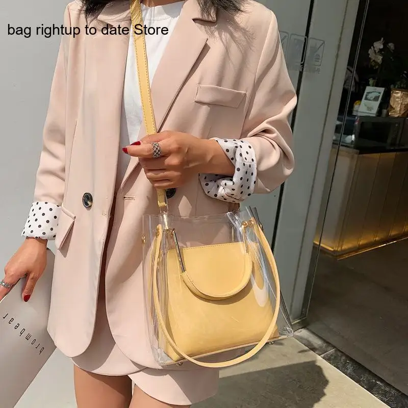 Summer Korean Version Versatile See-Through Jelly Large Capacity Single Shoulder Carrying Crossbody Bag for Women