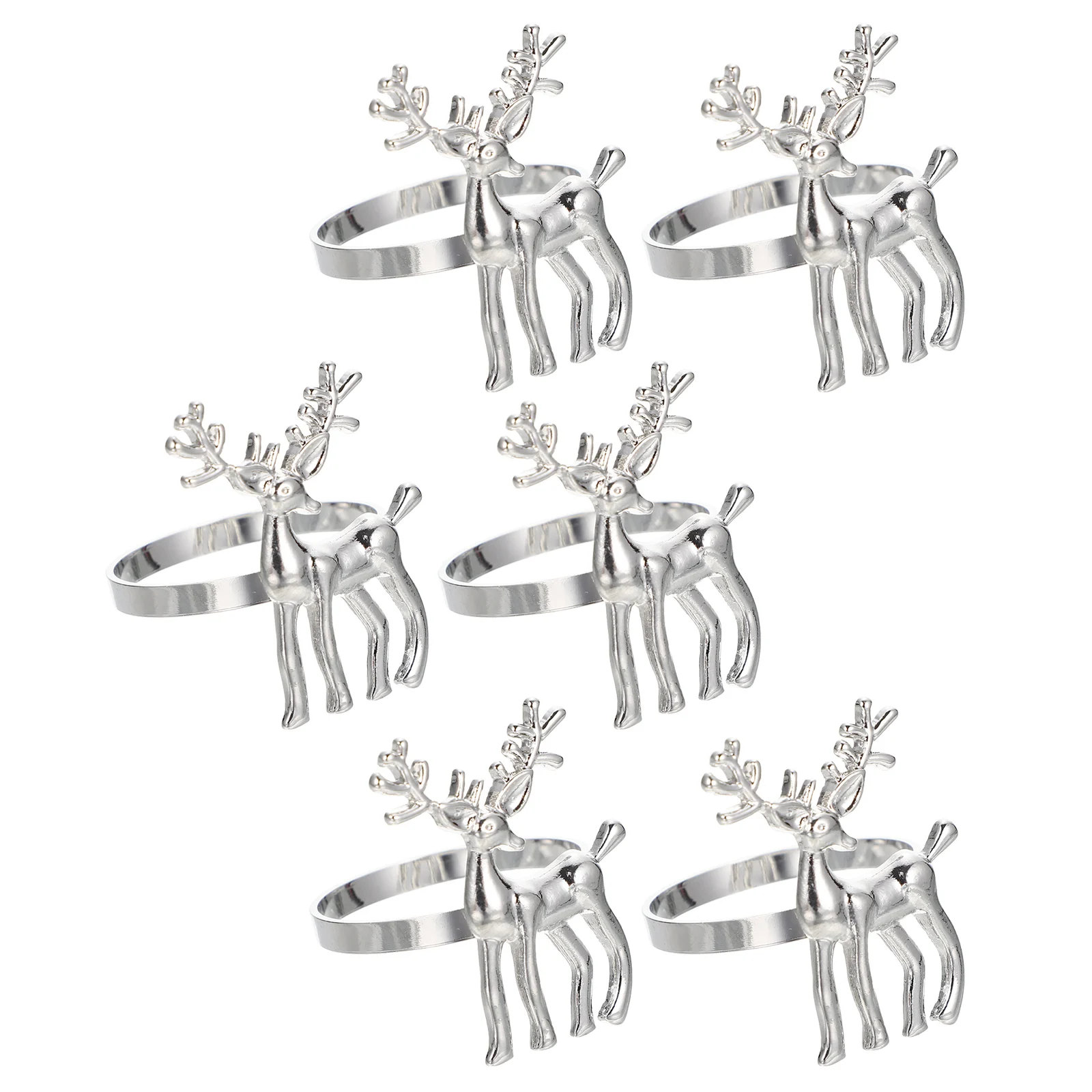 

6pcs Antler Napkin Rings Christmas Tree Star Seashell Glitter Elegant Tableware Alloy Material Party Decorations