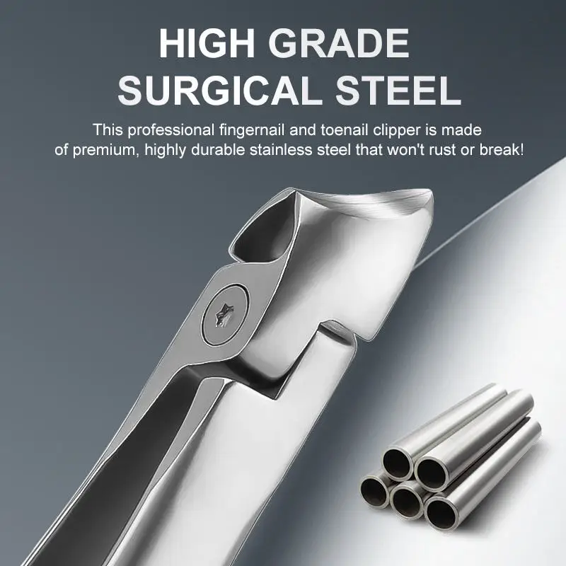 Kit de cortaúñas de alta resistencia, color plateado, apertura amplia, mandíbula Diagonal ultraancha, cortador de uñas de los pies con borde inclinado para uñas gruesas encarnadas